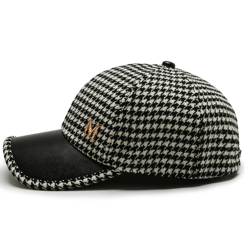 Vintage Houndstooth Plaid Cap