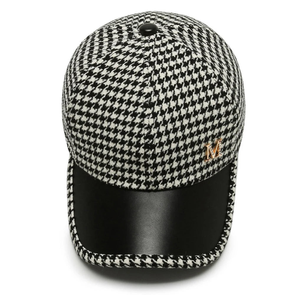 Vintage Houndstooth Plaid Cap