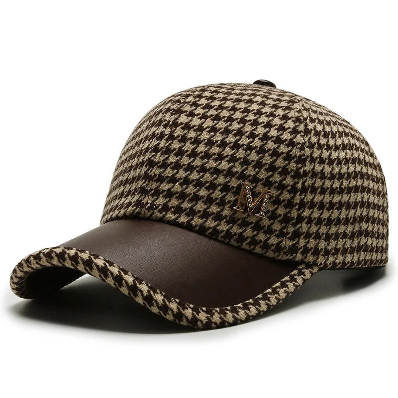 Vintage Houndstooth Plaid Cap