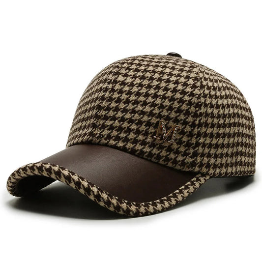 Vintage Houndstooth Plaid Cap