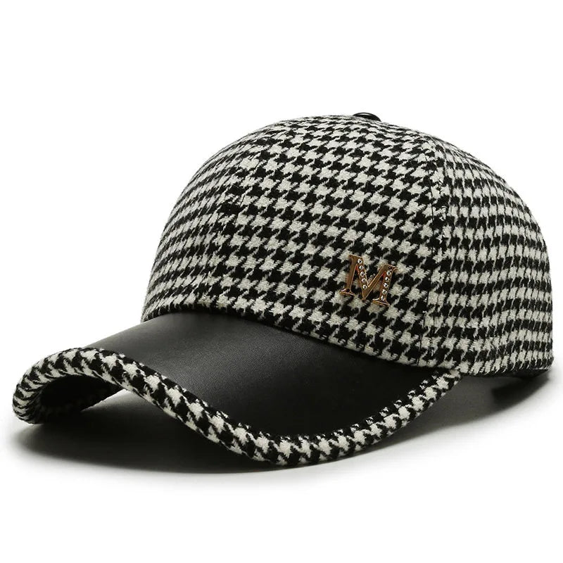 Vintage Houndstooth Plaid Cap
