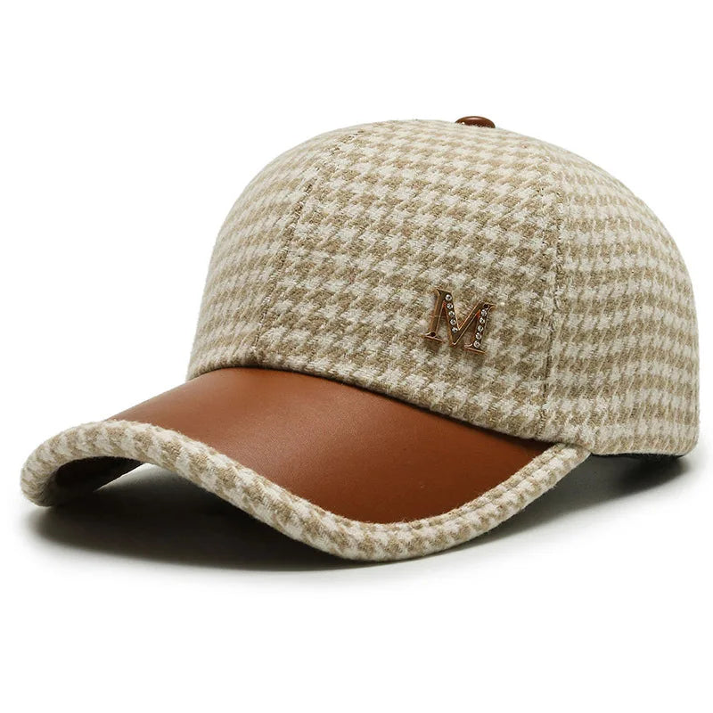 Vintage Houndstooth Plaid Cap