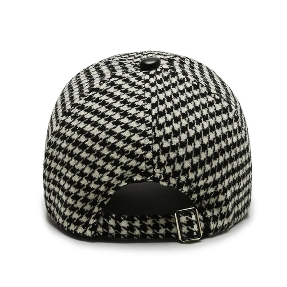Vintage Houndstooth Plaid Cap