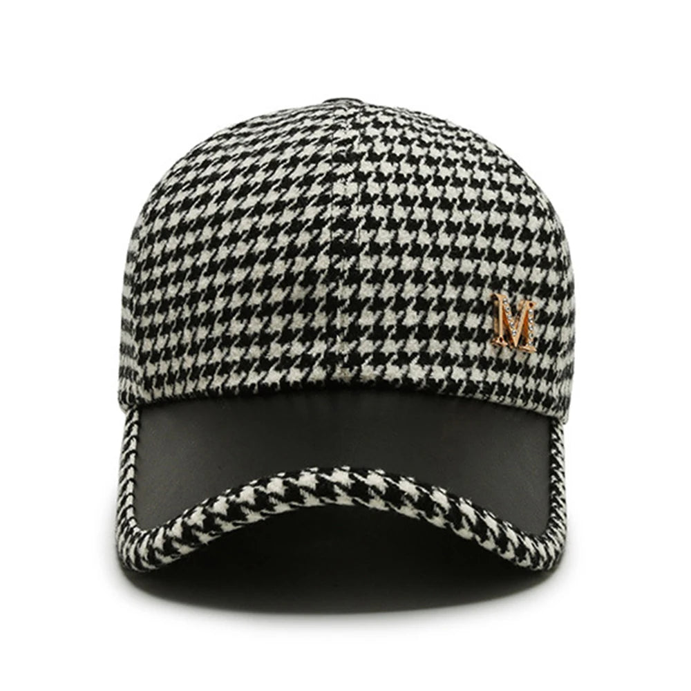 Vintage Houndstooth Plaid Cap