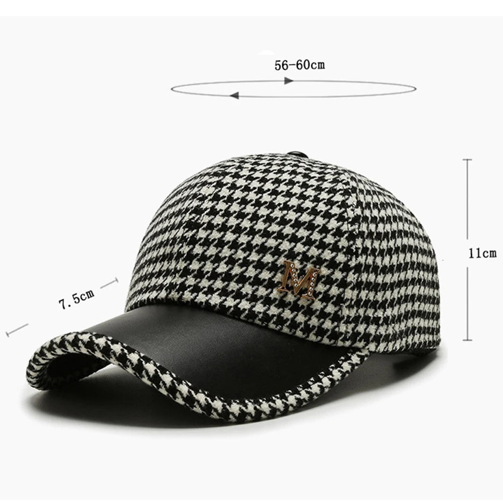 Vintage Houndstooth Plaid Cap