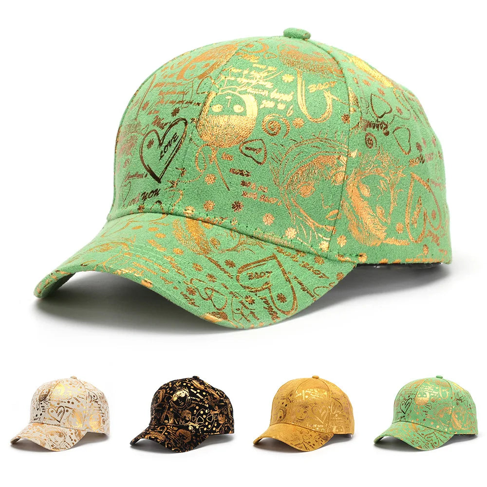 Metallic Gold Graffiti Pattern Baseball Cap