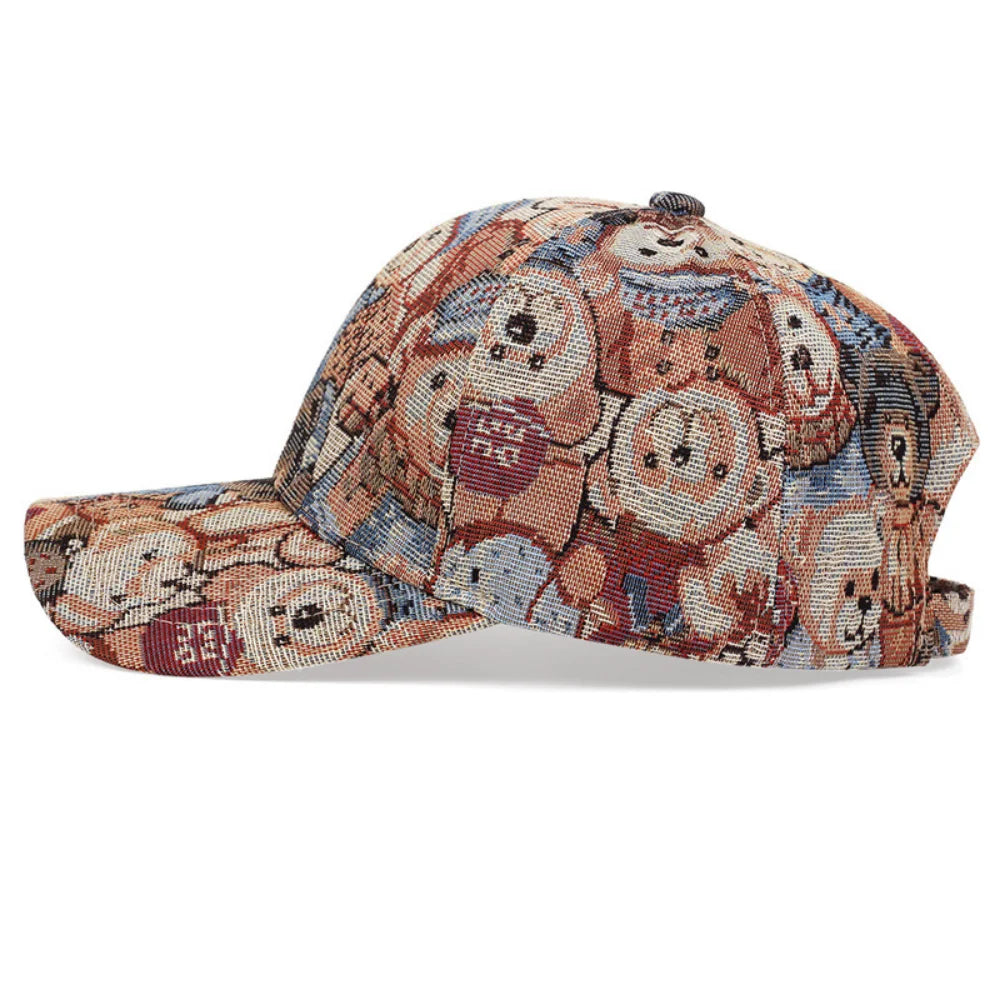 Retro Jacquard Teddy Bear Pattern Cap