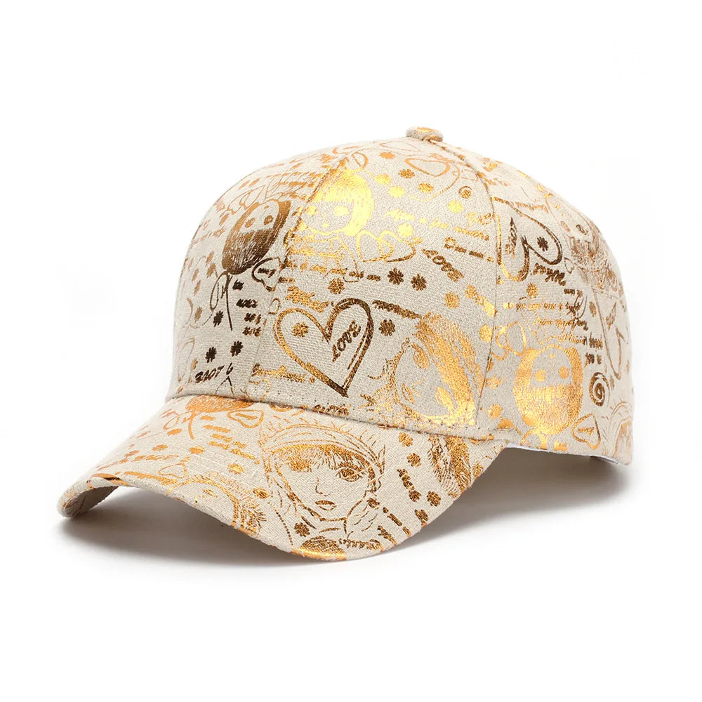 Metallic Gold Graffiti Pattern Baseball Cap