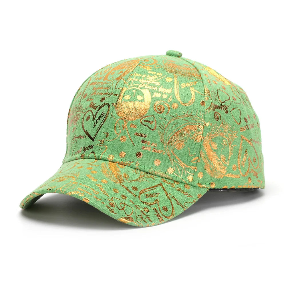 Metallic Gold Graffiti Pattern Baseball Cap
