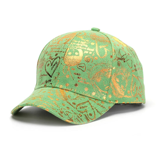 Metallic Gold Graffiti Pattern Baseball Cap