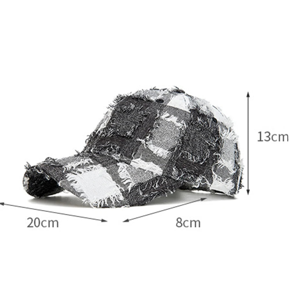 Streetwear Frayed Plaid Cap