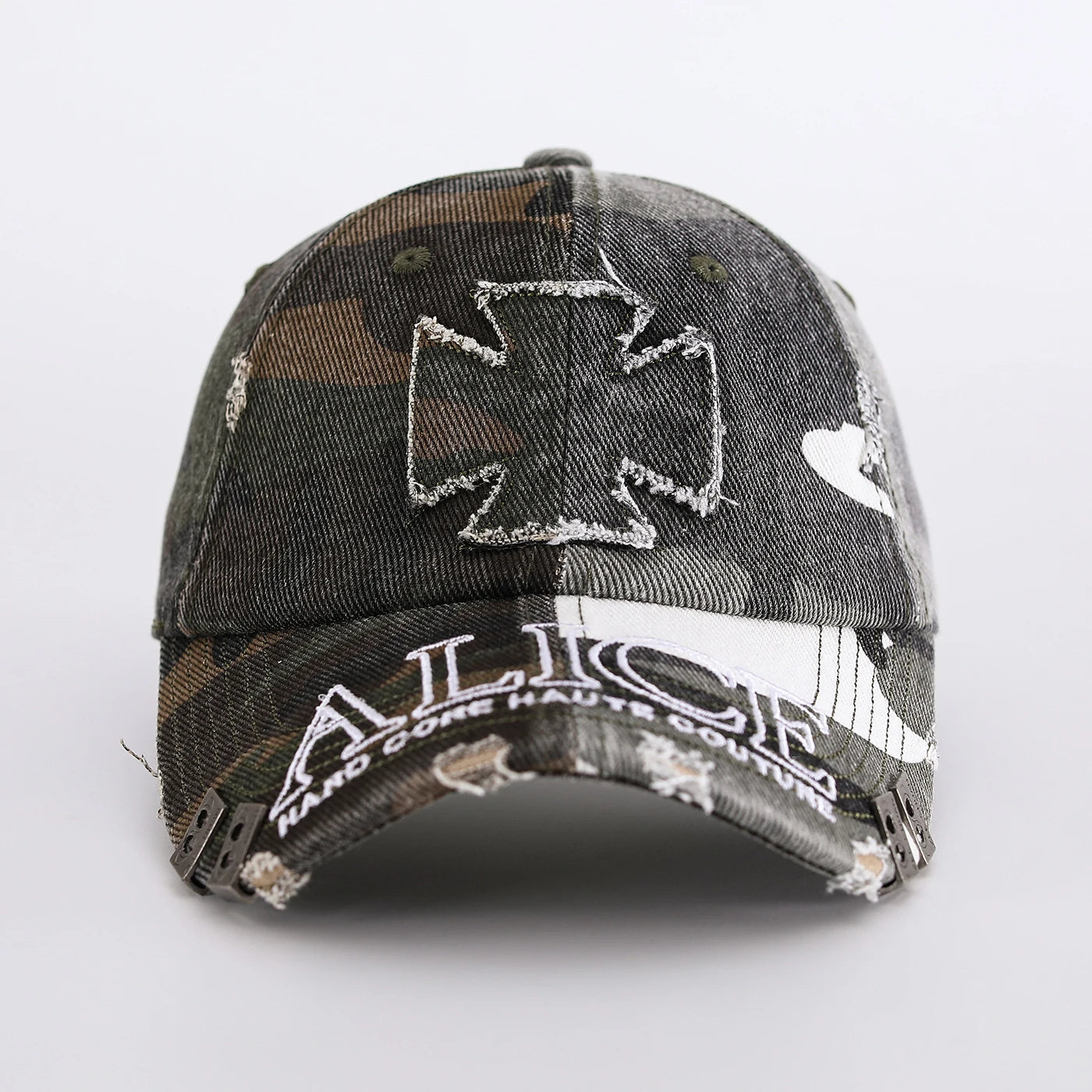 Distressed Patchwork Camouflage Baseball