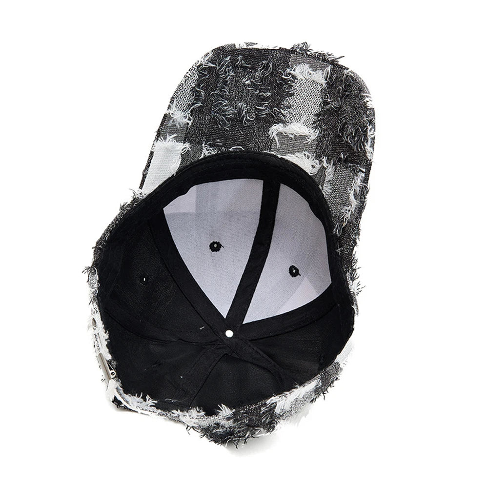 Streetwear Frayed Plaid Cap