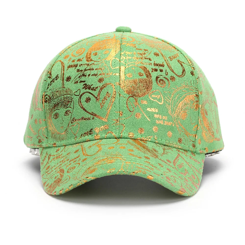 Metallic Gold Graffiti Pattern Baseball Cap