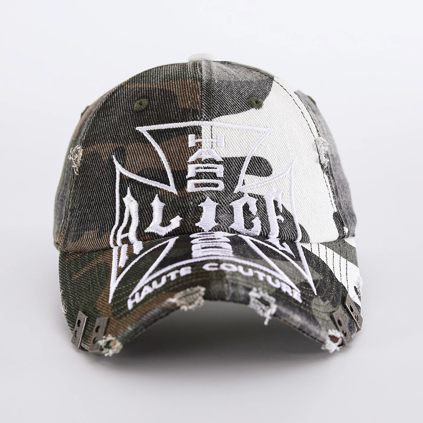 Distressed Patchwork Camouflage Baseball