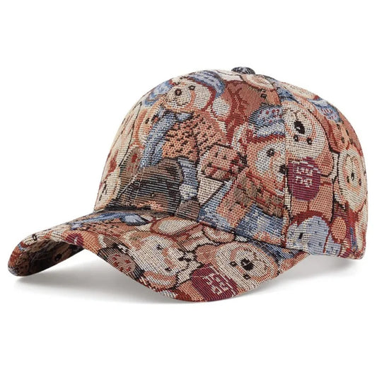 Retro Jacquard Teddy Bear Pattern Cap