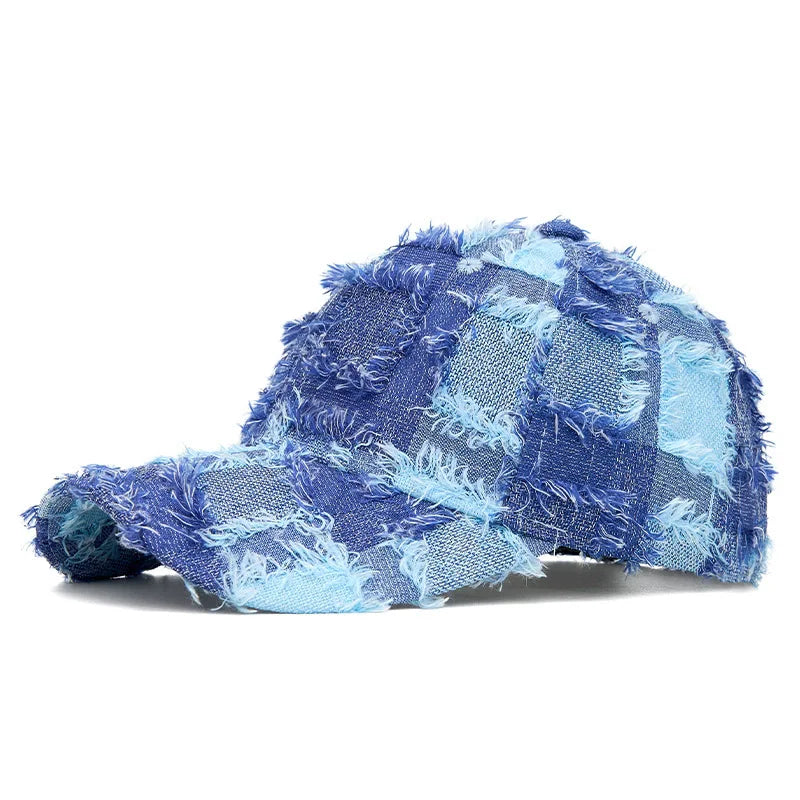 Streetwear Frayed Plaid Cap