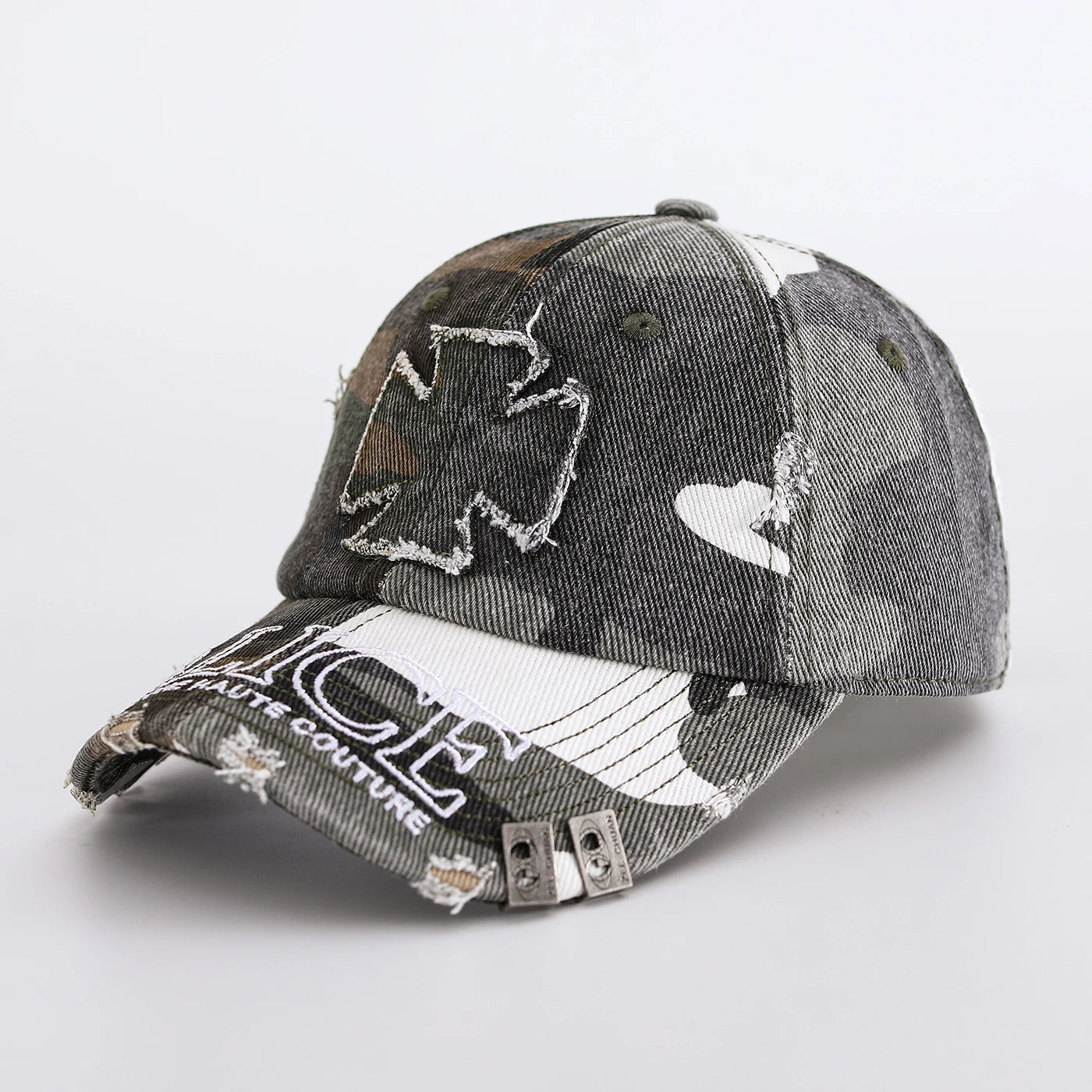 Distressed Patchwork Camouflage Baseball