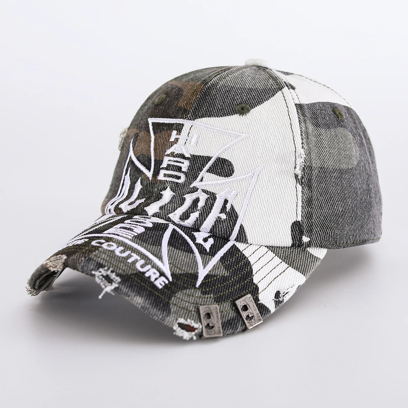 Distressed Patchwork Camouflage Baseball