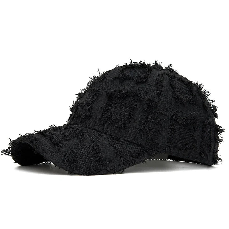 Streetwear Frayed Plaid Cap